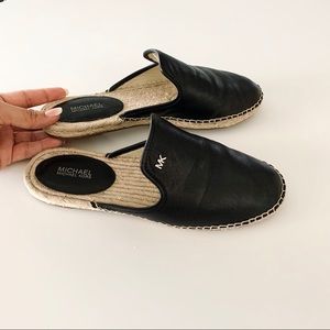 MICHAEL KORS | black leather kite mules flats